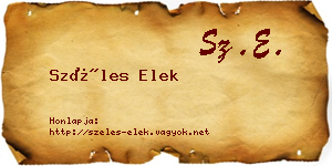 Széles Elek névjegykártya